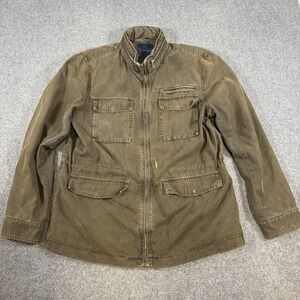GH Bass & Co Field Jacket Mens‎ Large Olive Barn Canvas Utility Chore Military